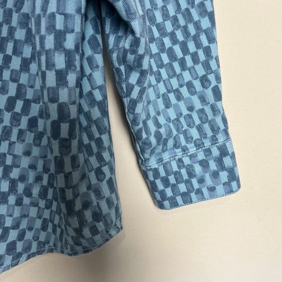 Future Collective Gabriella Johnson Denim Shirt Jacket Womens XL Blue Checkered - Picture 5 of 7